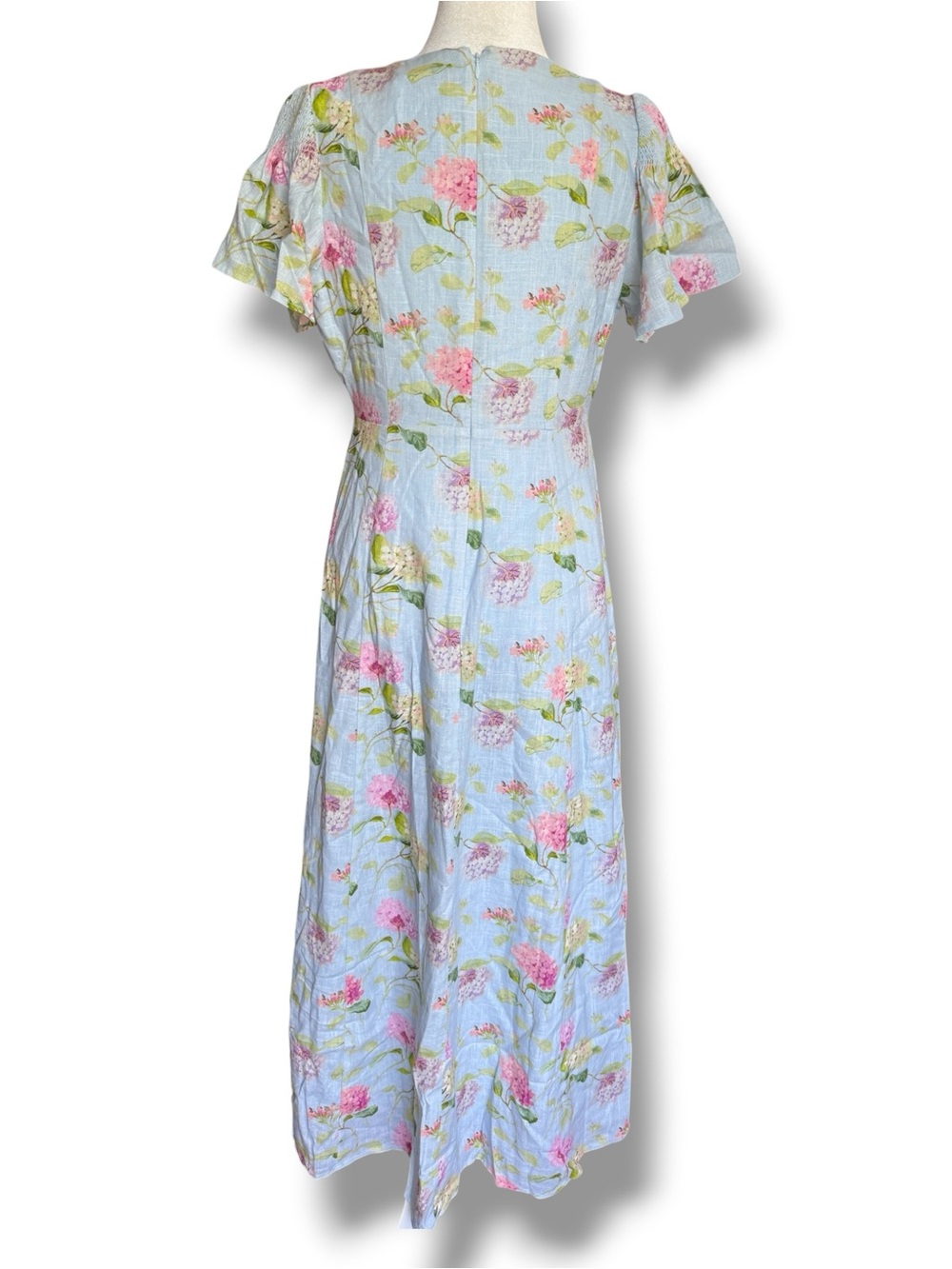 Hill House Home NWT The Dominique Linen Dress Hydrangea Chintz Blue Floral Sz M - Picture 3 of 10
